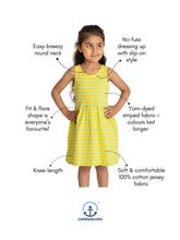 Load image into Gallery viewer, Campana Girls Grace Fit &amp; Flare Dress - Breton Stripes - Canary Yellow &amp; Turquoise
