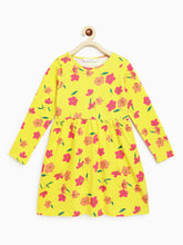 Load image into Gallery viewer, Campana Girls Ivy Long Sleeve Dress - Drifting Flowers Print - Yellow
