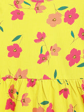 Load image into Gallery viewer, Campana Girls Ivy Long Sleeve Dress - Drifting Flowers Print - Yellow
