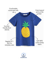 Load image into Gallery viewer, Campana Girls Zuri Half Sleeves T-Shirt - Pineapple Print - Purplish Blue
