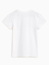 Load image into Gallery viewer, Campana Girls Zuri Pack of 2 Half Sleeves T-shirts - Conversational Print - White &amp; Purplish Blue
