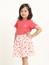 Load image into Gallery viewer, Campana Girls Katie Skirt with Top Clothing Set - Red Melange &amp; Pink
