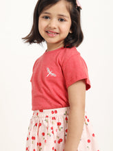 Load image into Gallery viewer, Campana Girls Katie Skirt with Top Clothing Set - Red Melange &amp; Pink
