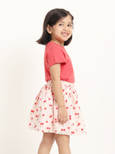 Load image into Gallery viewer, Campana Girls Katie Skirt with Top Clothing Set - Red Melange &amp; Pink
