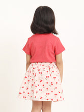 Load image into Gallery viewer, Campana Girls Katie Skirt with Top Clothing Set - Red Melange &amp; Pink
