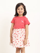 Load image into Gallery viewer, Campana Girls Katie Skirt with Top Clothing Set - Red Melange &amp; Pink
