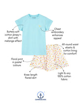 Load image into Gallery viewer, Campana Girls Katie Skirt with Top Clothing Set - Blue &amp; Multicolour
