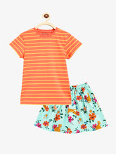 Load image into Gallery viewer, Campana Girls Katie Skirt with Top Clothing Set - Peach &amp; Turquoise
