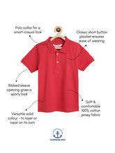 Load image into Gallery viewer, Campana Boys Niko 100% Cotton Jersey Half Sleeves Solid Polo T-Shirt - Red
