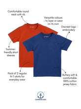 Load image into Gallery viewer, Campana Boys Luis Short Sleeve Round Neck T-Shirt - Pack of 2 - Rust &amp; Blue
