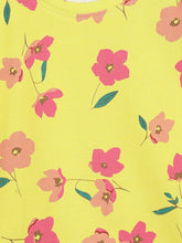 Load image into Gallery viewer, Campana Girls Serena Frilly T-Shirt - Drifting Flowers Print - Yellow
