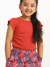 Load image into Gallery viewer, Campana Girls Serena T-Shirt with Culottes Clothing Set - Rust Orange &amp; Navy
