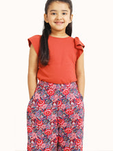 Load image into Gallery viewer, Campana Girls Serena T-Shirt with Culottes Clothing Set - Rust Orange &amp; Navy
