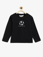 Load image into Gallery viewer, Campana Boys Luciano Football Print Full Sleeve T-Shirt - Black
