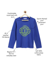 Load image into Gallery viewer, Campana Boys Daniel Full Sleeves T-shirt - Sports Themed Print - Blue
