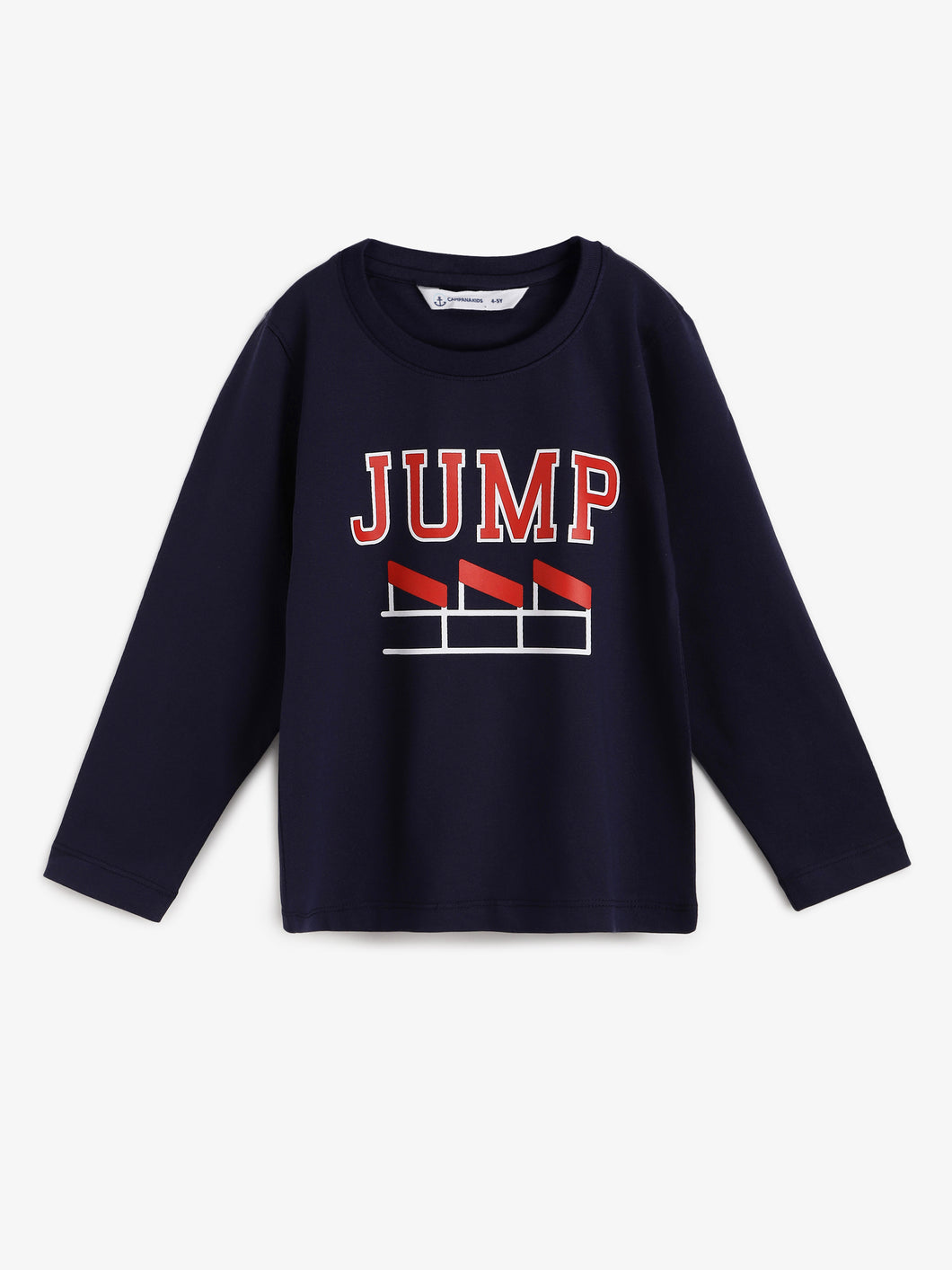 Campana Boys Daniel Full Sleeves T-shirt - Athletics Print - Navy