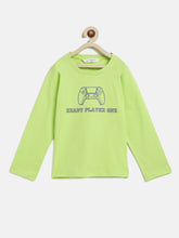 Load image into Gallery viewer, Campana Boys Daniel Full Sleeves T-shirt - Gaming Print - Lime Green
