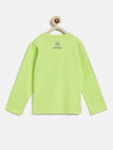 Load image into Gallery viewer, Campana Boys Daniel Pack of Two Full Sleeves Round Neck T-Shirts - Typography Print - Lime Green &amp; Blue
