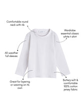 Load image into Gallery viewer, Campana Boys Full Sleeves Round Neck Solid T-Shirt - White
