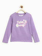 Load image into Gallery viewer, Campana Girls Lily Pack-of-Two Long Sleeves Printed T-Shirt - Peach &amp; Lavender
