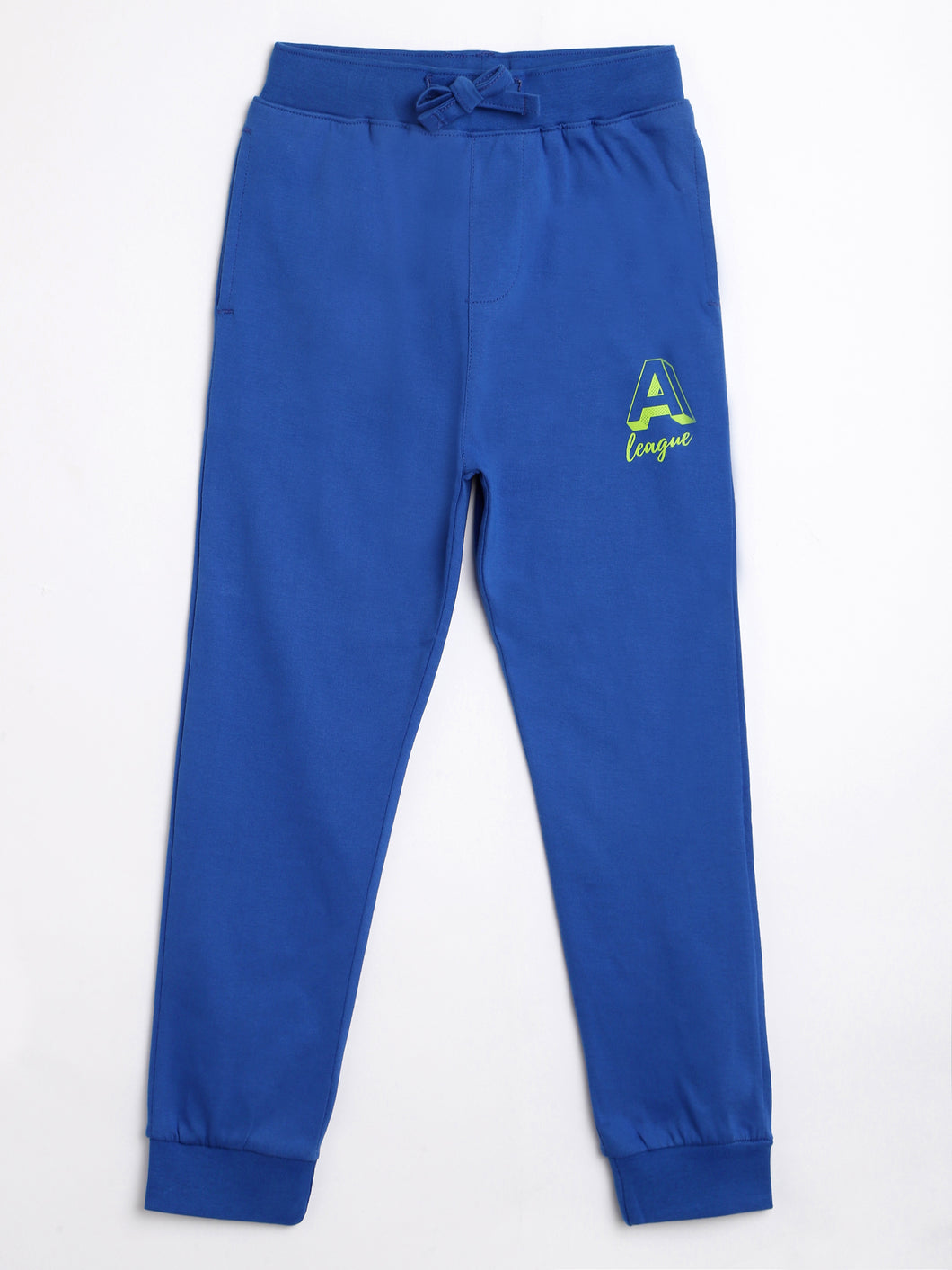 Boys Blake 100% Cotton Jersey Joggers - A-League Print - Royal Blue