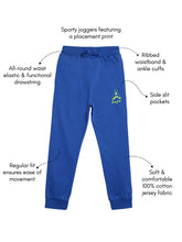 Load image into Gallery viewer, Boys Blake 100% Cotton Jersey Joggers - A-League Print - Royal Blue
