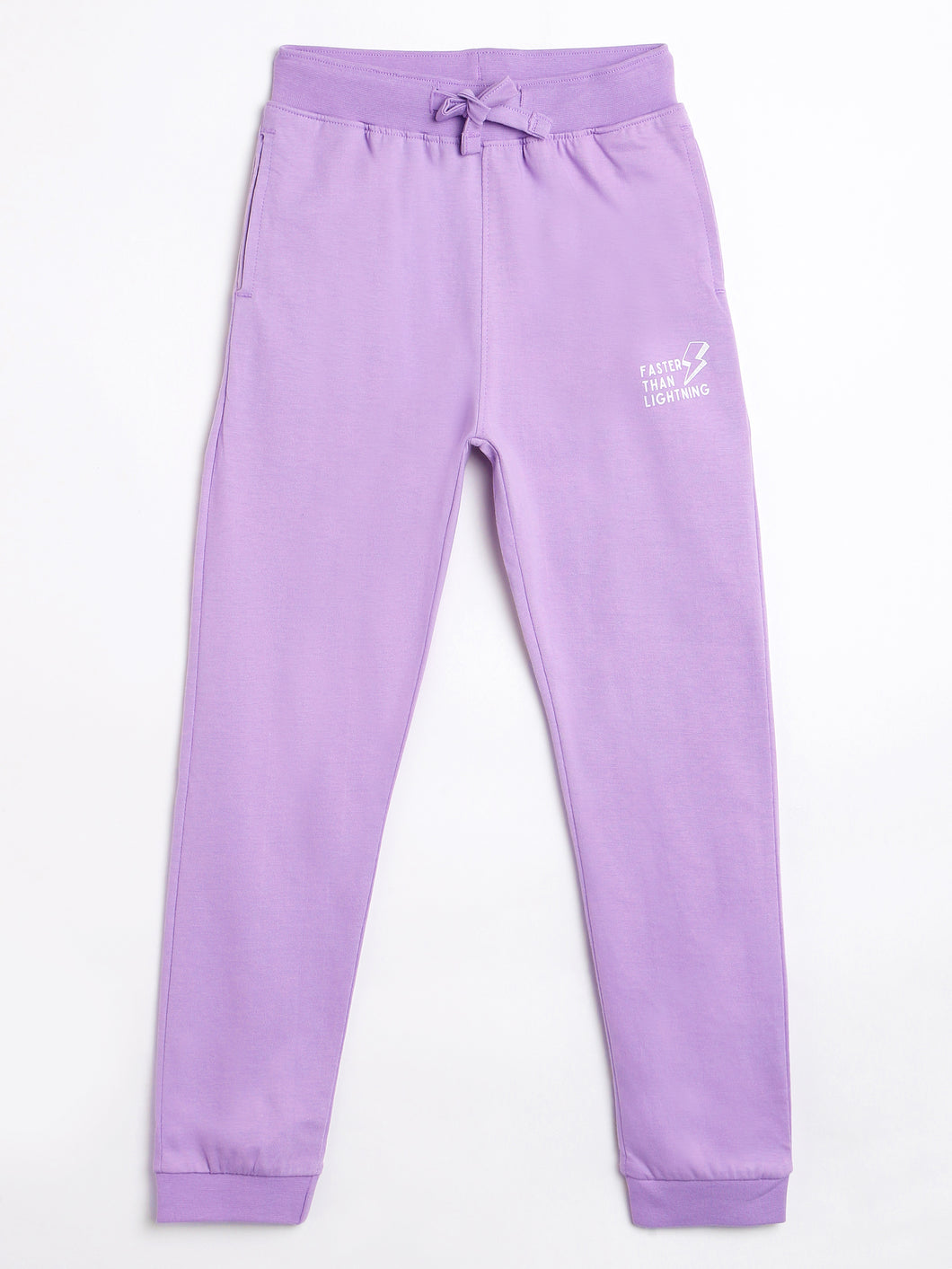 Campana Girls Iris 100% Cotton Jersey Joggers - Lightning Print - Purple