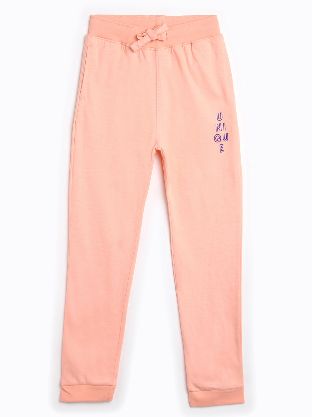 Campana Girls 100% Cotton Jersey Joggers - Unique Print - Peach