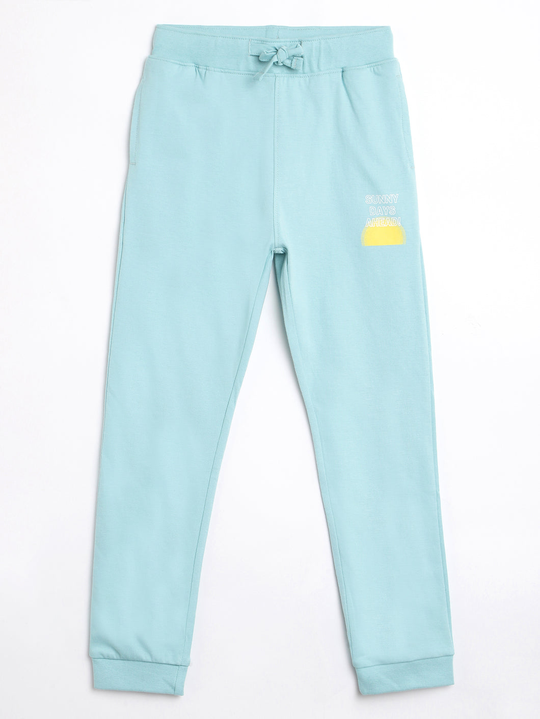 Campana Girls Iris 100% Cotton Jersey Joggers - Sunny Print - Ocean Blue