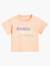 Load image into Gallery viewer, Campana Girls Zuri Drop Shoulder Half Sleeves T-shirts - Dance Print - Peach
