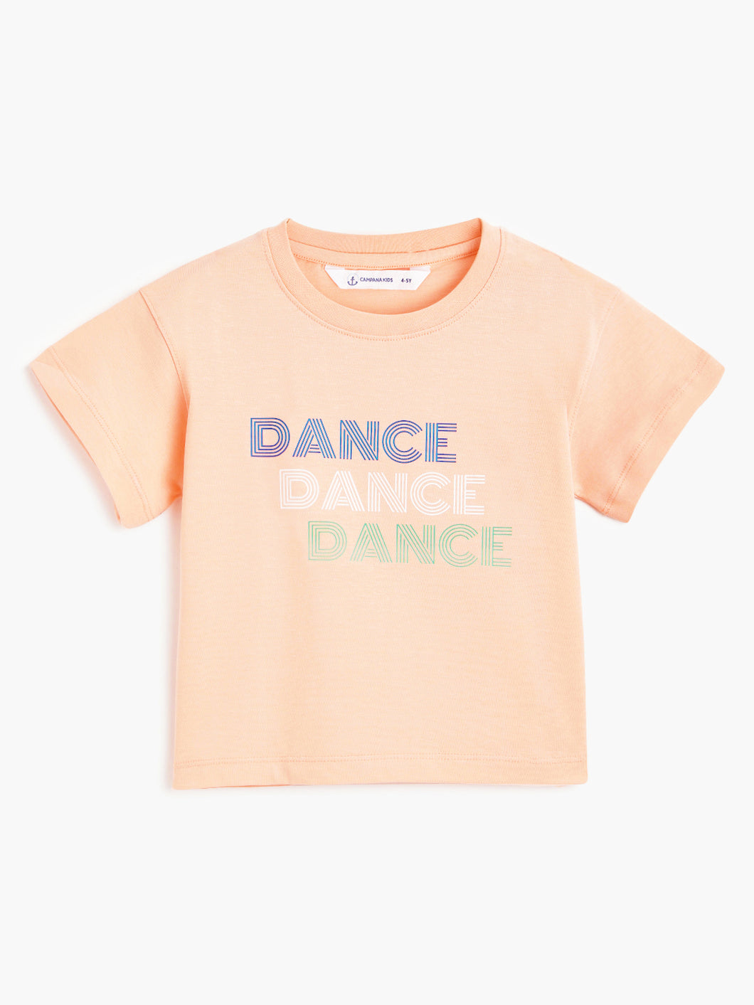 Campana Girls Zuri Drop Shoulder Half Sleeves T-shirts - Dance Print - Peach