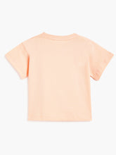 Load image into Gallery viewer, Campana Girls Zuri Drop Shoulder Half Sleeves T-shirts - Dance Print - Peach
