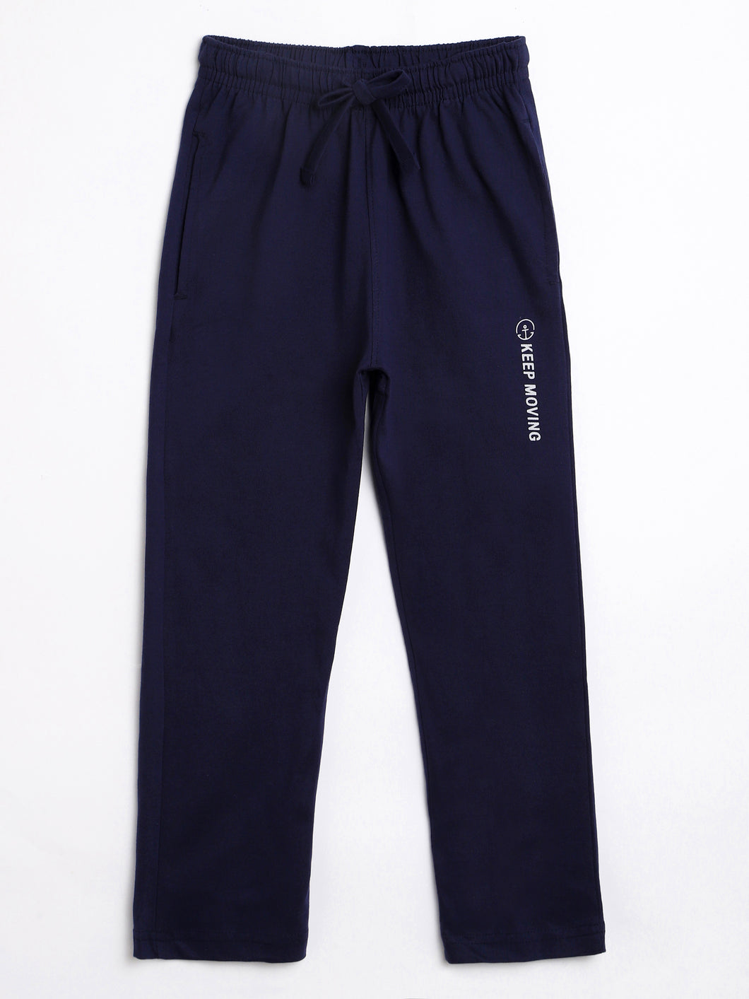 Campana Boys Andy 100% Cotton Jersey Track Pants - Keep Moving Print - Navy Blue