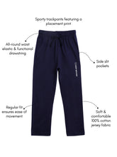 Load image into Gallery viewer, Campana Boys Andy 100% Cotton Jersey Track Pants - Keep Moving Print - Navy Blue
