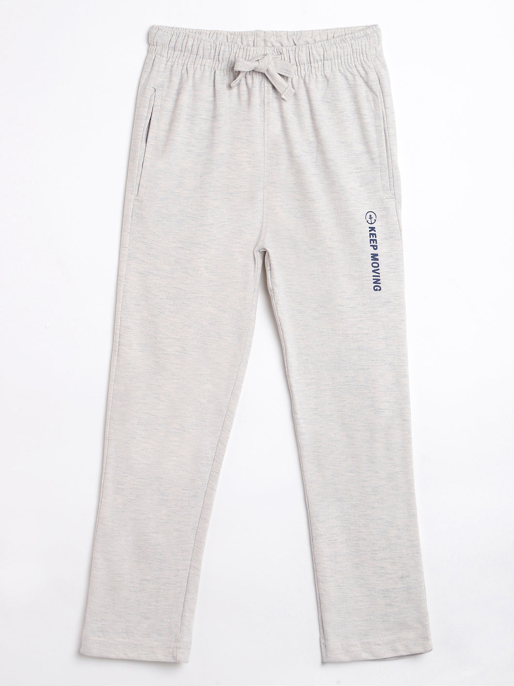 Campana Boys Andy 100% Cotton Jersey Track Pants - Keep Moving Print - Grey Melange