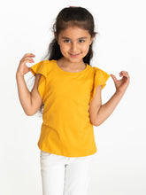 Load image into Gallery viewer, Campana Girls Serena Frilly Solid T-Shirt - Yellow
