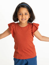 Load image into Gallery viewer, Campana Girls Serena Frilly Solid T-Shirt - Rust
