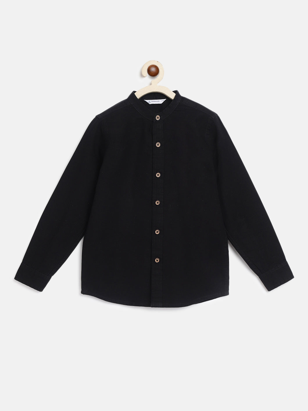 Campana Boys Jon Full Sleeve Cotton - Linen Shirt - Black