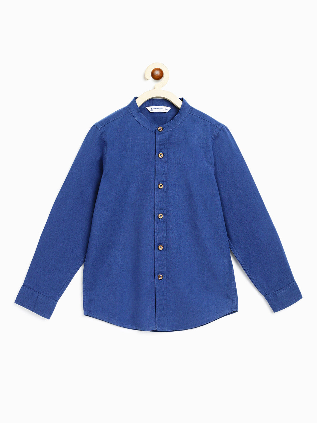 Campana Boys Jon Full Sleeve Cotton - Linen Shirt - Striking Blue