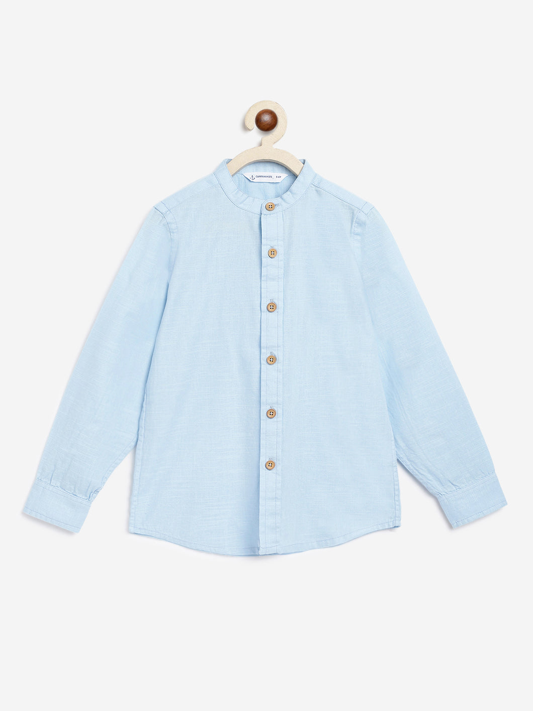 Campana Boys Jon Full Sleeve Cotton - Linen Shirt - Soft Blue