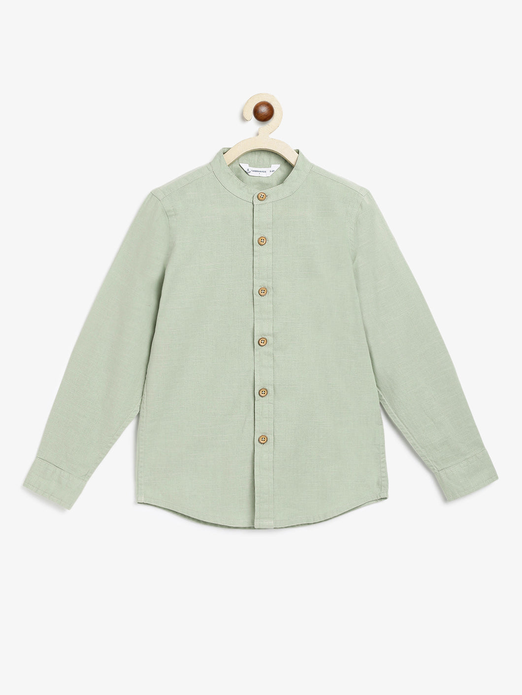 Campana Boys Jon Full Sleeve Cotton - Linen Shirt - Sage Green