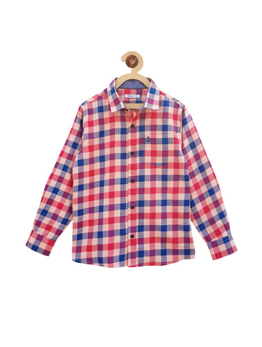 Campana Boys Full Sleeves Shirt - Blue & Red Checks (CK13213)