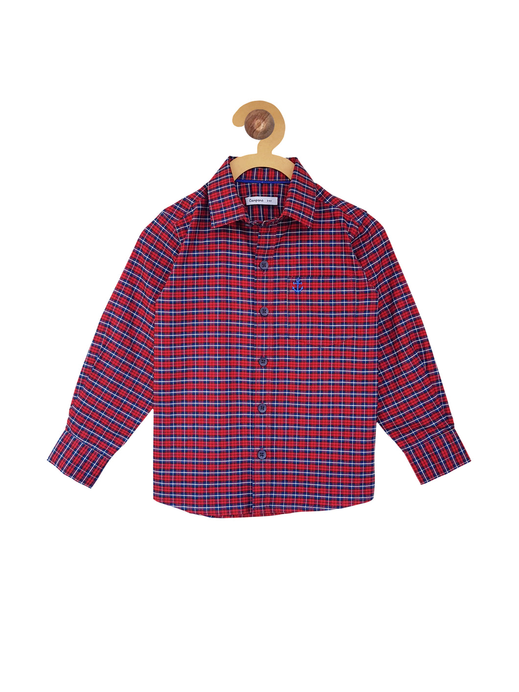 Campana Boys Full-Sleeves Check Shirt - Red & Navy (CK13219)