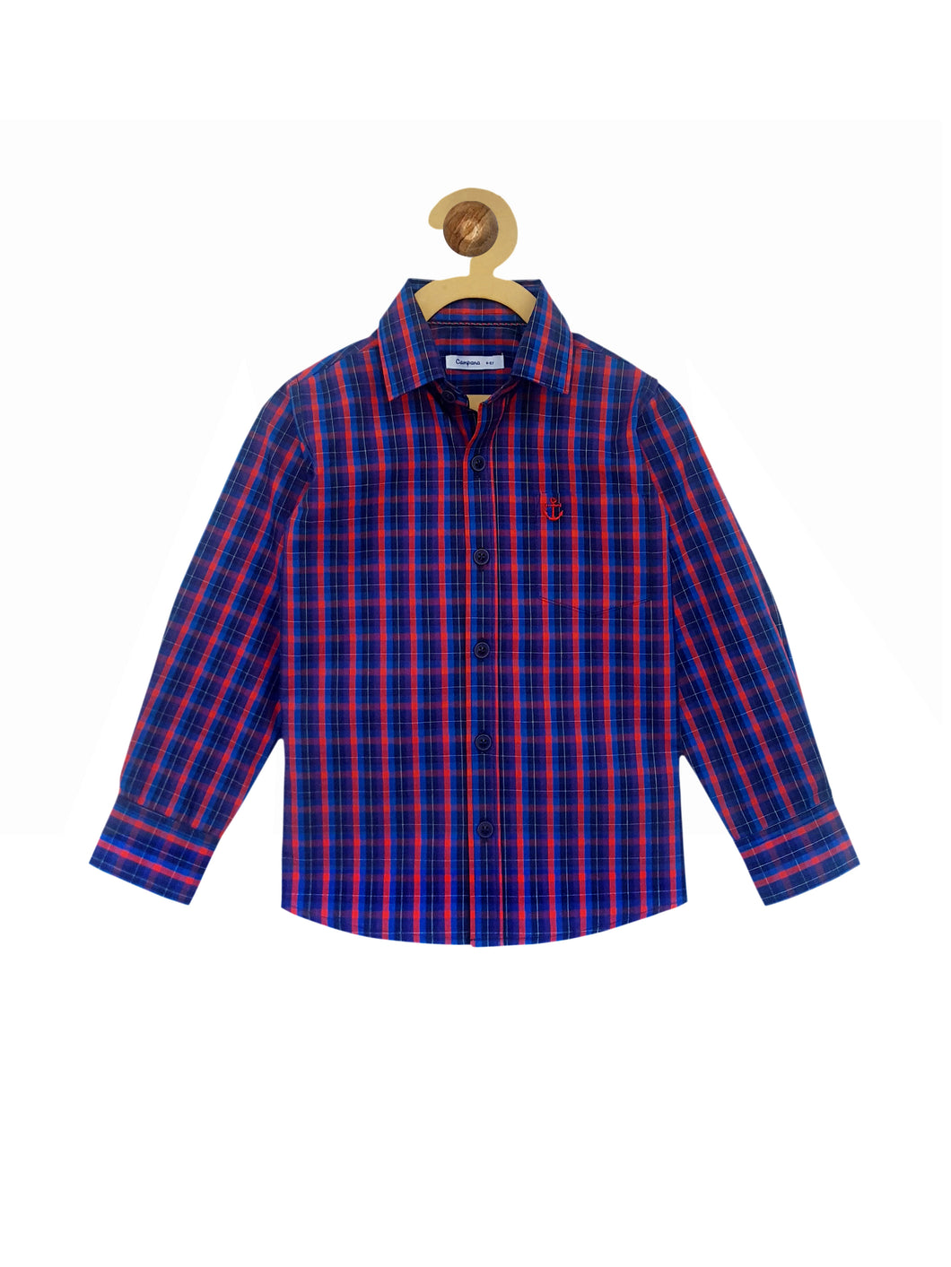 Campana Boys Full-Sleeves Check Shirt - Navy & Red (CK13222)