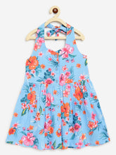 Load image into Gallery viewer, Campana Girls Cheryl Halter Neck Dress - Tropical Delight Print - Blue &amp; Pink
