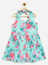 Load image into Gallery viewer, Campana Girls Cheryl Halter Neck Dress - Tropical Delight Print - Sea Green &amp; Magenta
