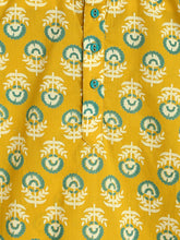 Load image into Gallery viewer, Campana Boys Bansi Dhoti Kurta Set - Round Flower Print - Mustard and Teal
