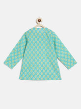 Load image into Gallery viewer, Campana Boys Bansi Dhoti Kurta Set - Paisley Print - Turquoise &amp; Lime Green
