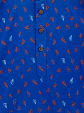 Load image into Gallery viewer, Campana Boys Airplane Print Kurta Pyjama Set - Royal Blue &amp; White
