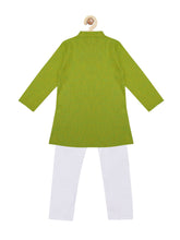 Load image into Gallery viewer, Campana Boys Self Design Kurta Pyjama Set - Lime Green
